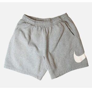 Sz L Men's Gray Nike Fleece Sweat Shorts w/ Big Swoosh Logo